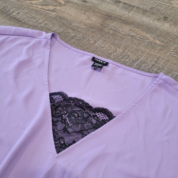 TORRID | Georgette Lace Inset Blouse Top | Sz. 2X - Picture 5 of 7